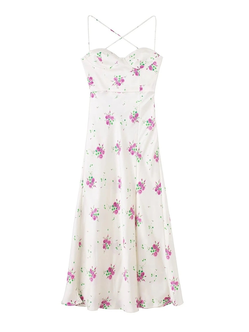 Brand New w/ Tags - Zara White Floral Spaghetti-Strap Maxi Dress